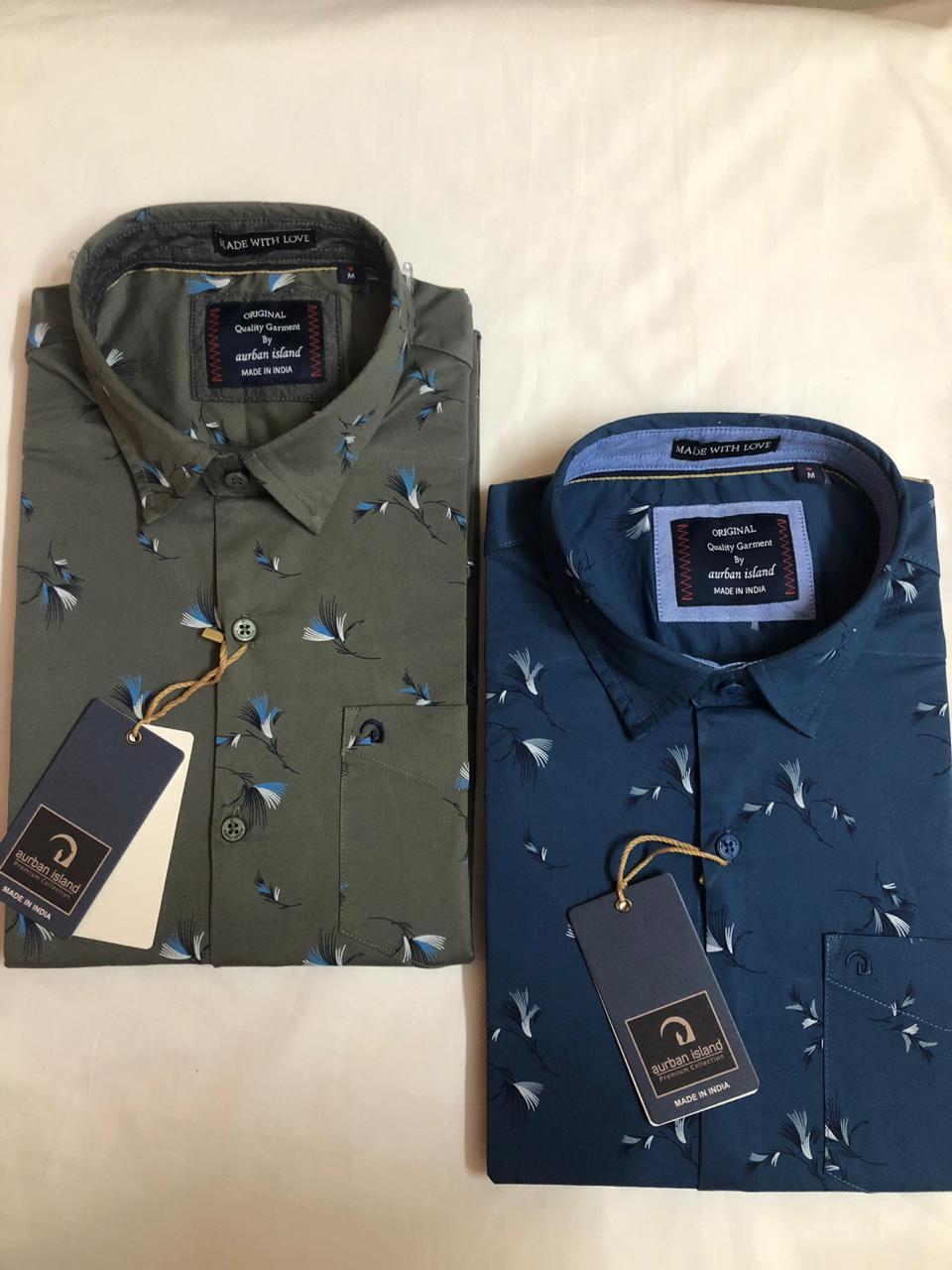 Printed Shirt - Cotton, M L Xl Sizes, Navy Color | Non-toxic, Breathable, Anti-wrinkle, Full Sleeves, Classic Collar, Designer Print