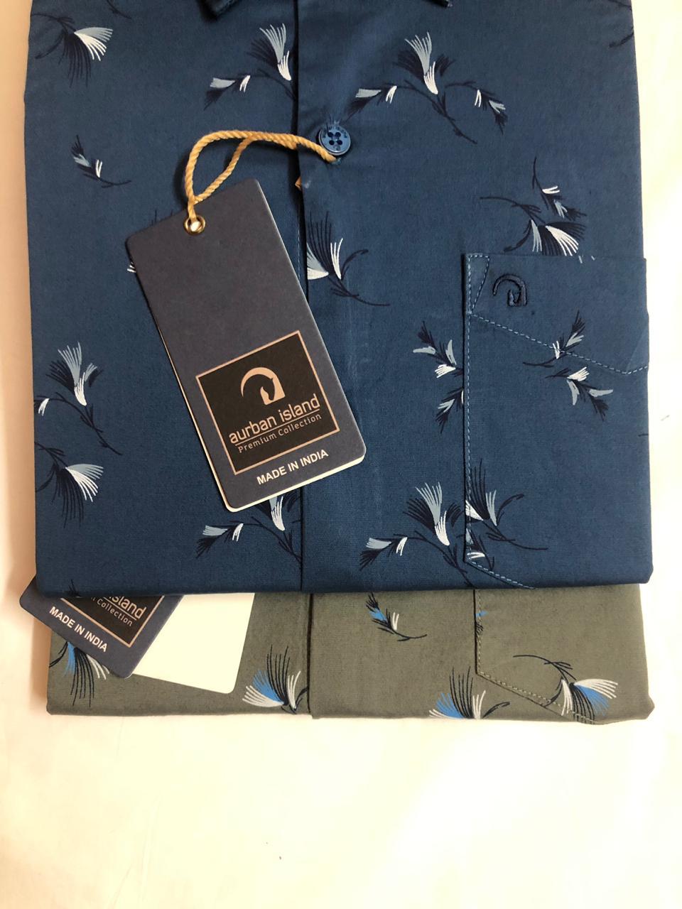 Printed Shirt - Cotton, M L Xl Sizes, Navy Color | Non-toxic, Breathable, Anti-wrinkle, Full Sleeves, Classic Collar, Designer Print
