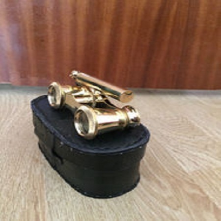 Golden Full Brass Binocular With Leather Belt Vintage Style Collect