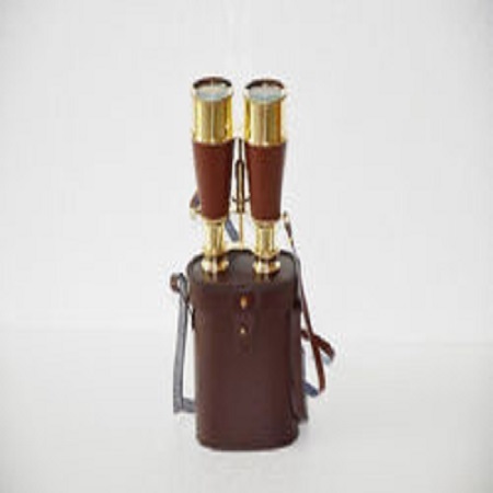 Golden Full Brass Binocular With Leather Belt Vintage Style Collect