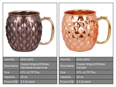 Copper Mug - 4.75" X 3.75", Hammered Copper Finish | Sturdy Brass Handle, High Thermal Properties, Leak-resistant, Stylish Design For Serving And Drinking