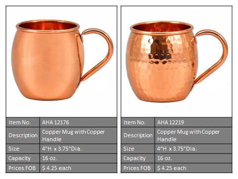 Copper Mug - 4.75" X 3.75", Hammered Copper Finish | Sturdy Brass Handle, High Thermal Properties, Leak-resistant, Stylish Design For Serving And Drinking