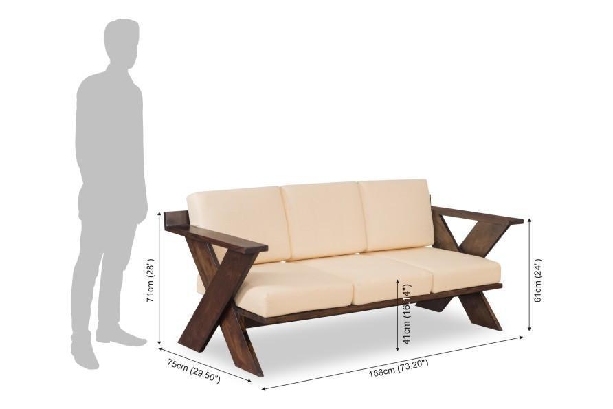Wooden Sofa Set - Solid Wood, 186x75x71 Cm (3-seater) | Eco-friendly, Easy To Clean, Customized Finishing, Various Designs