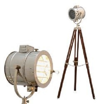 Golden & Brown Vintage Brass Nautical Binocular With Leather Case