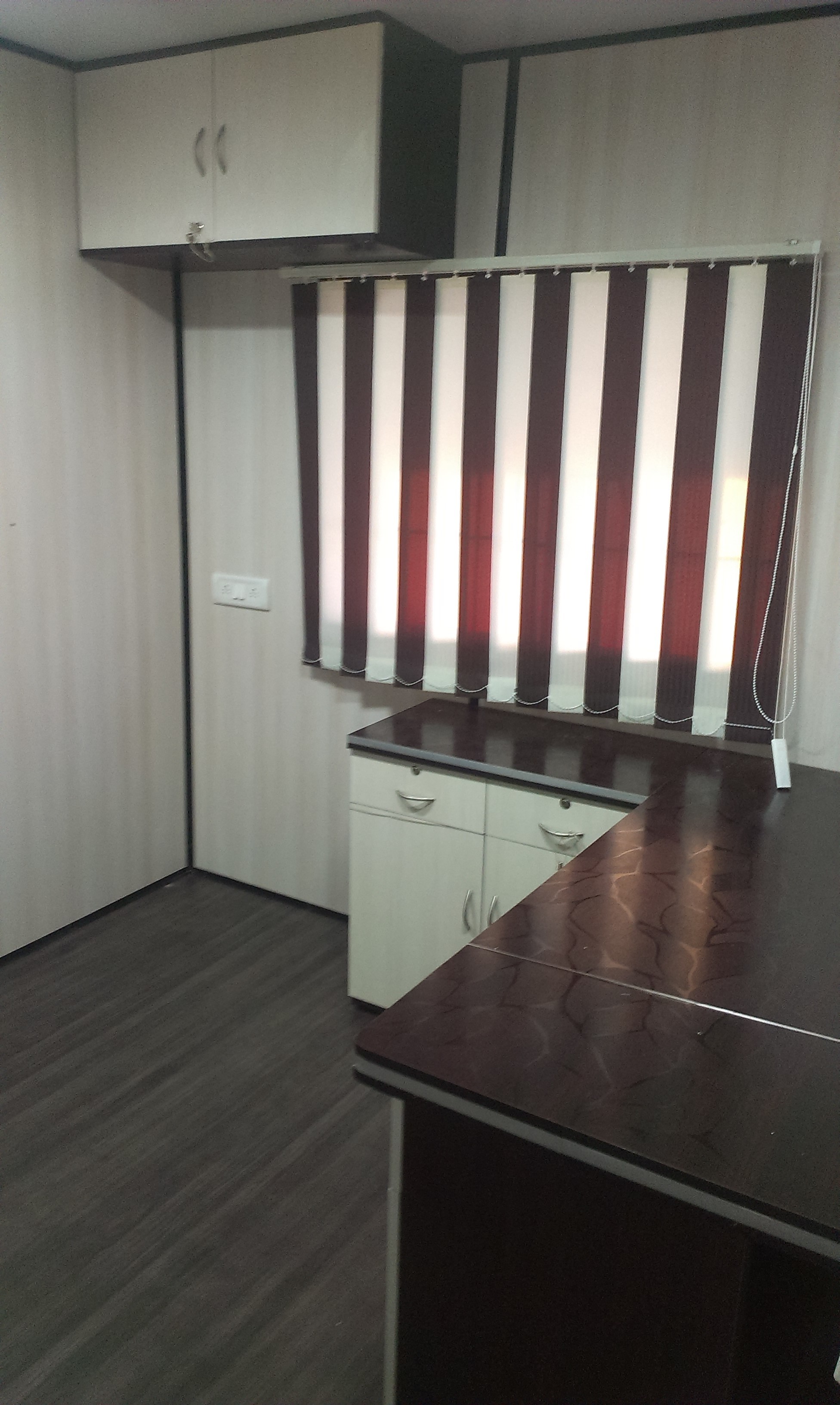 White & Blue Designed Portable Cabin