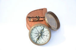 Brass & Leather Mouse Over Image To Zoom 2-3 Antique Vintage Style Compass
