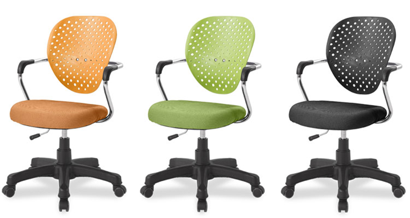 Hole Type Backrest Revolving Chair - Pvc & Gi Fabric, 50x50x85~93 Cm | Ergonomic Design, Good Ventilation, Durable Urethane Wheels