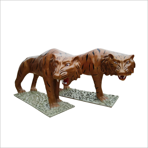 FRP Tiger Statue - Durable FRP, Customizable Size, Captivating Brown Design | Indoor & Outdoor Adornment, Defect-Free Packaging, Elegantly Finished