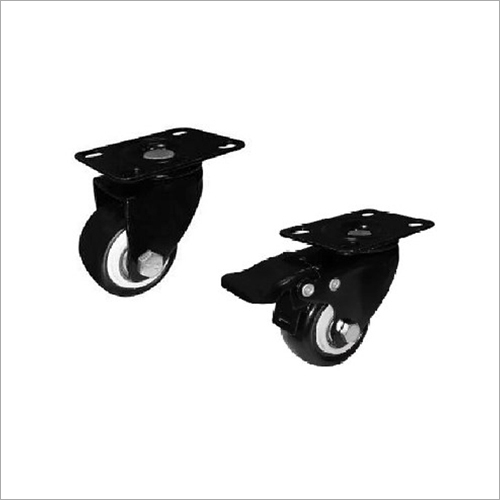 Light Duty PU Caster Wheel - Wheel Dia 50mm, Load Capacity 75kg, Black & Blue, Double Ball Bearing Design, Ideal for Industrial Use