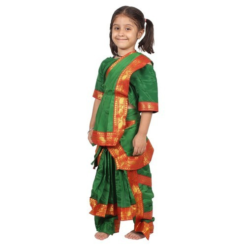 Green And Red Bharat Natyam Dress