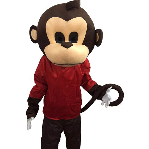 Monkey Cartoon Dress - Cotton Fabric, Size M, Black, White & Red Colors | Ideal For Rainy, Spring, Summer & Winter Seasons, Uniform Design