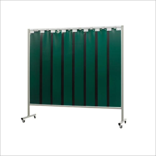 Welding Curtain - 2m x 2m, Green PVC Material | EN 1598-2011 Fire Rated, 90% Transparency, MS Frame