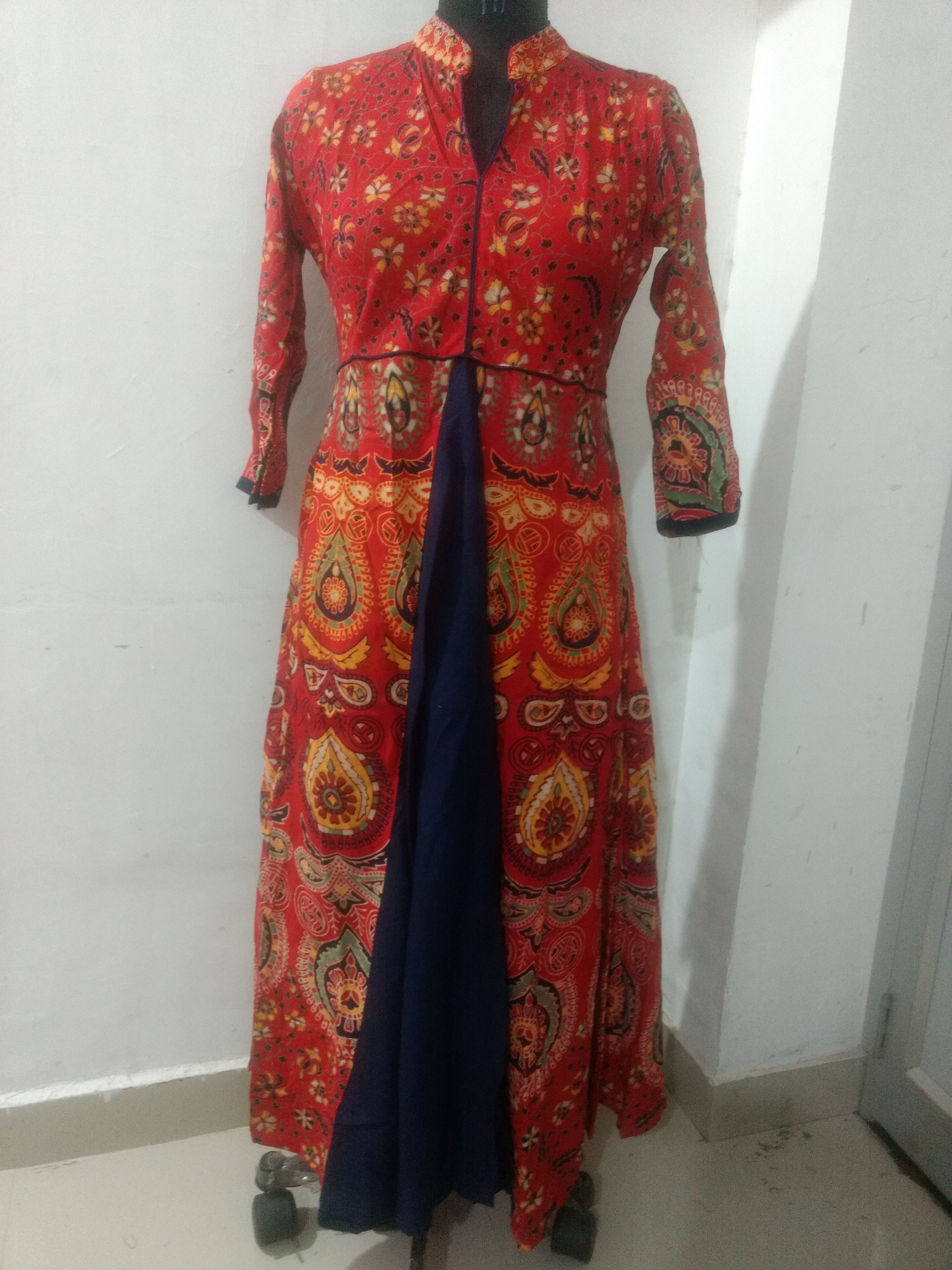 Multi Colour Jaipuri Printed Midi Long Dress