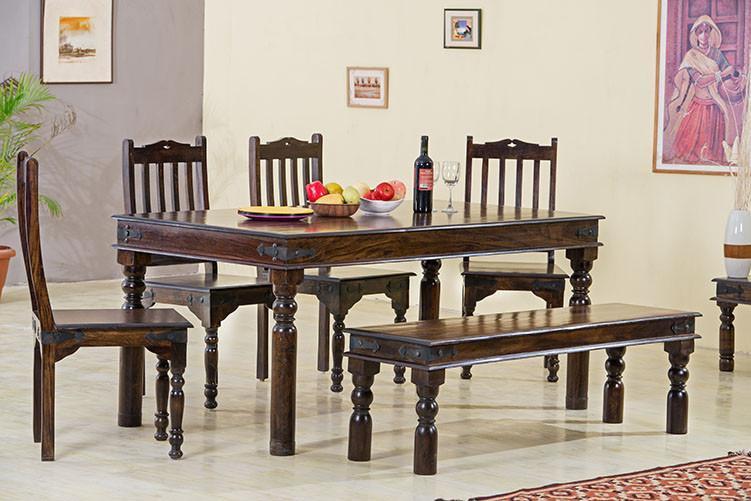 Solid Wood Dining Table Set Avian - 6 Seater Or 4 Seater With Bench, Eco-friendly Design And Modern Craftsmanship