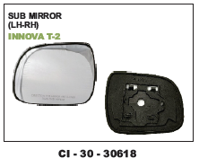 Sub Mirror Innova T-2 - 4 Wheeler Compatibility | Warranty Included, Enhanced Reflectivity for Optimal Rear-View Clarity