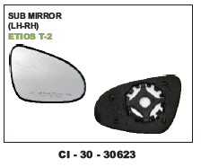Sub Mirror Etios T-2 (cinew) - 4 Wheeler, Warranty Included | Reliable Design for Vehicle Enhancement and Sophisticated Rear View Functionality