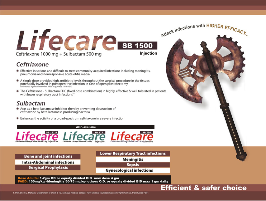 Ceftriaxone 125 Mg & Sulbactam 62.5 Mg Injection