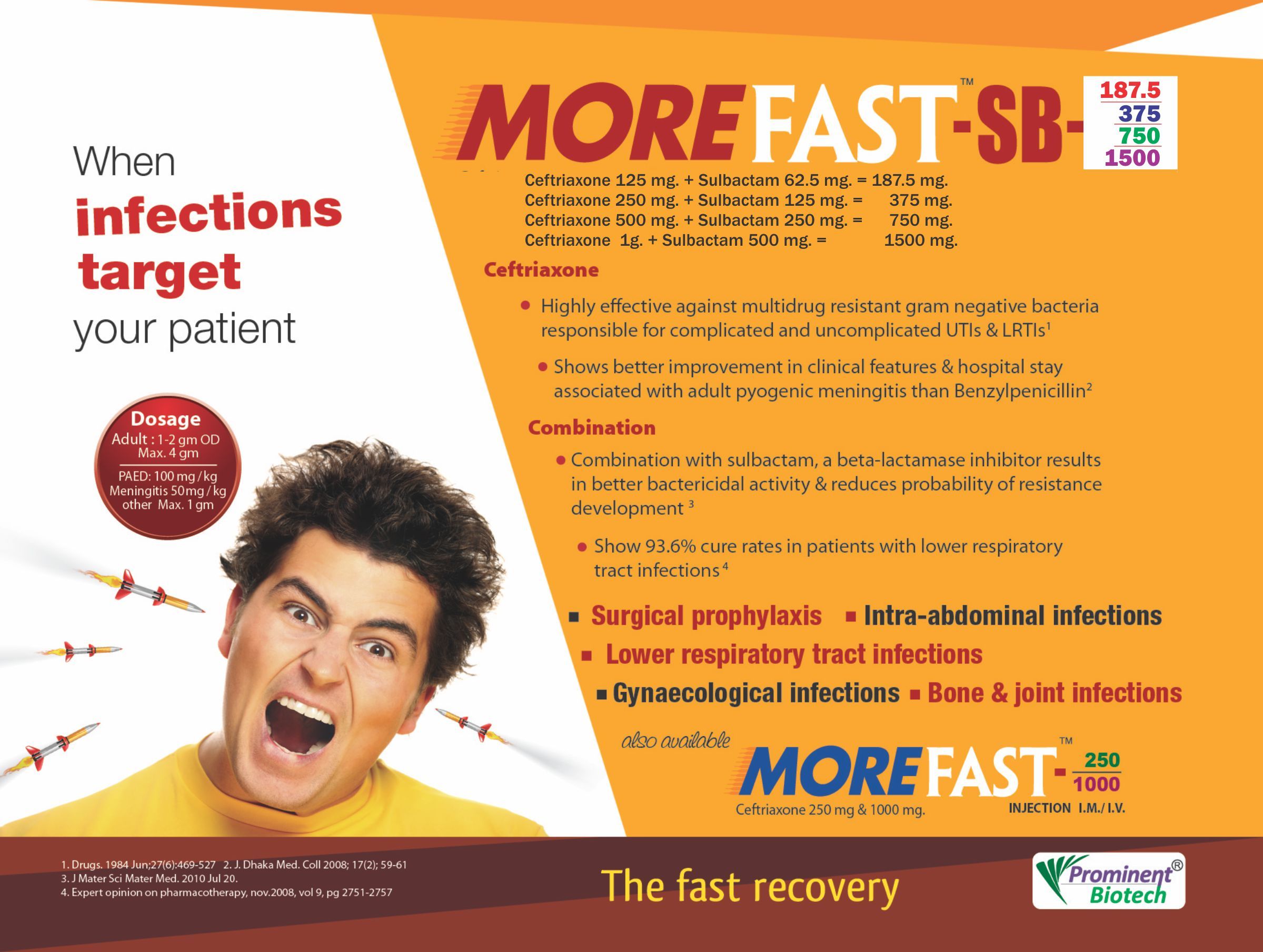 Ceftriaxone 125 Mg & Sulbactam 62.5 Mg Injection