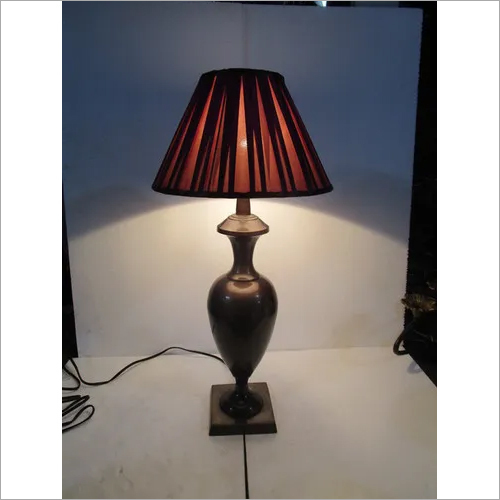 Decorative Table Lamp - Metal & Fabric, 20-24 Inches Height, 6x6 Inches Base, 12 Inches Shade Diameter, Burgundy Color | E27 Bulb, 60W Max, Bedroom Accent Lighting