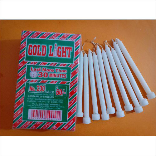 गोल्ड लाइट प्लेन वैक्स व्हाइट कैंडल्स