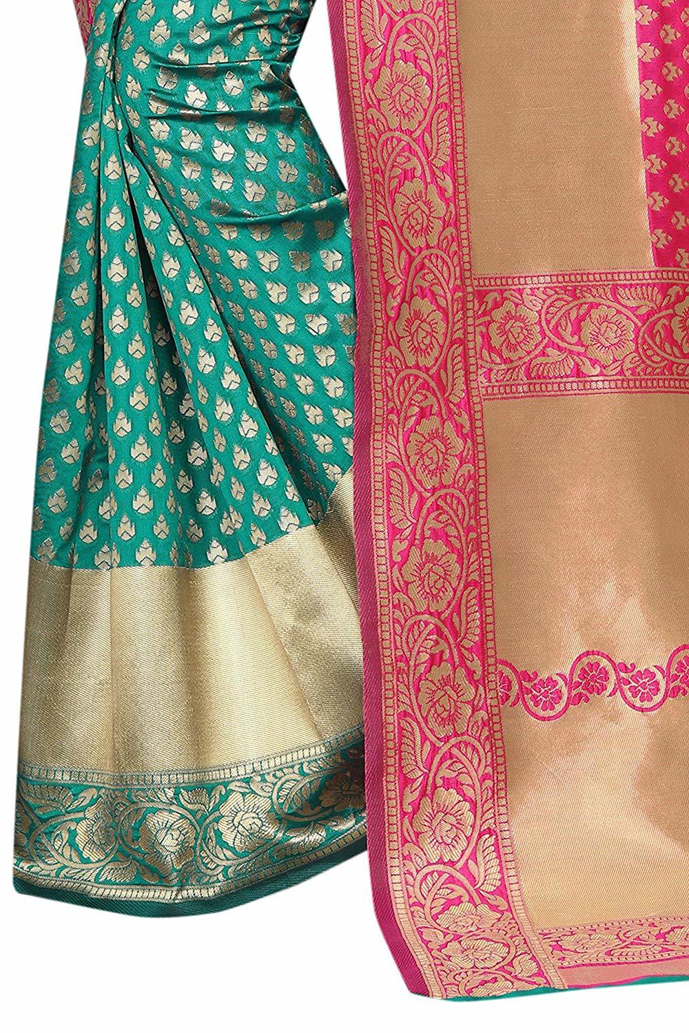Ladies Casual Plain Saree - Cotton Silk Fabric, Rama Pink Color, Hand Embroidery Floral Print, Bollywood Style