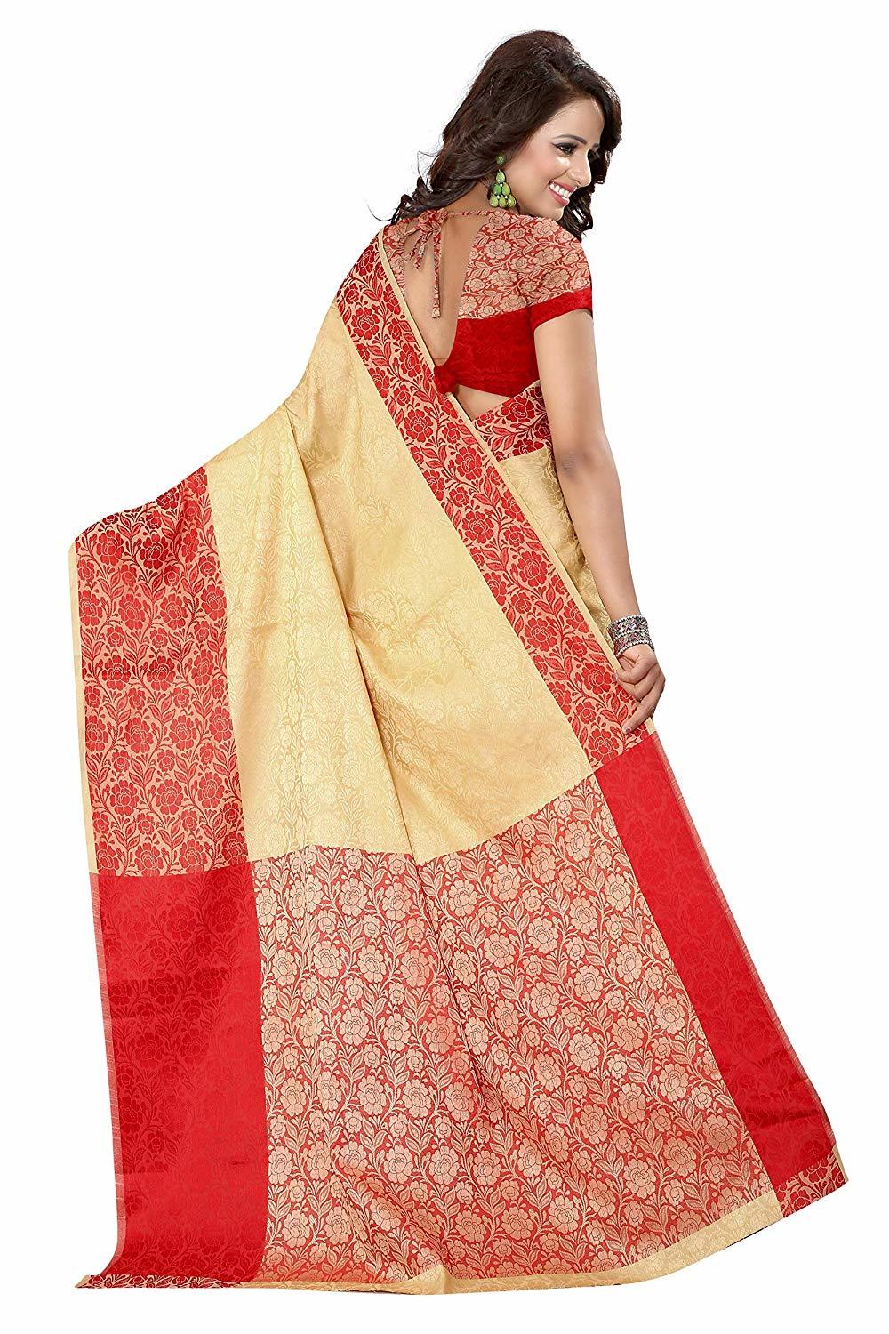 Chiku Red Silk Saree