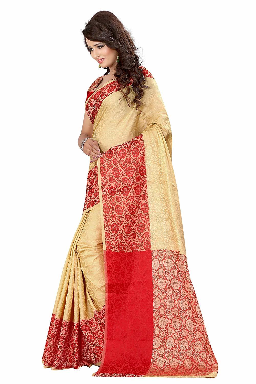 Chiku Red Silk Saree