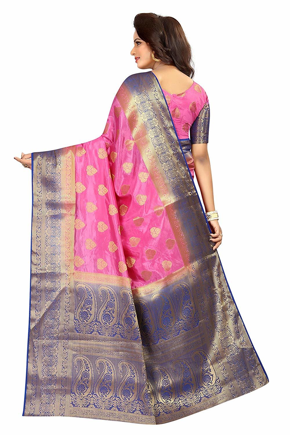 Ladies Casual Plain Saree - Cotton Silk Fabric, Pink Color | Hand Embroidery, Lightweight, Skin-friendly, Durable, Banarsi Style