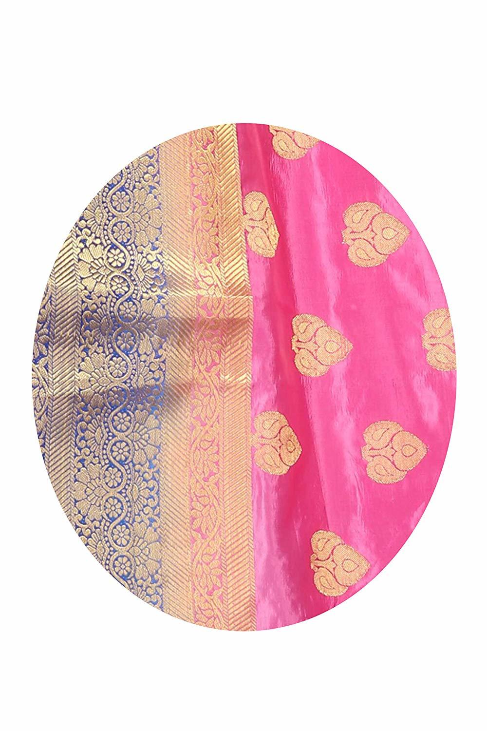 Ladies Casual Plain Saree - Cotton Silk Fabric, Pink Color | Hand Embroidery, Lightweight, Skin-friendly, Durable, Banarsi Style