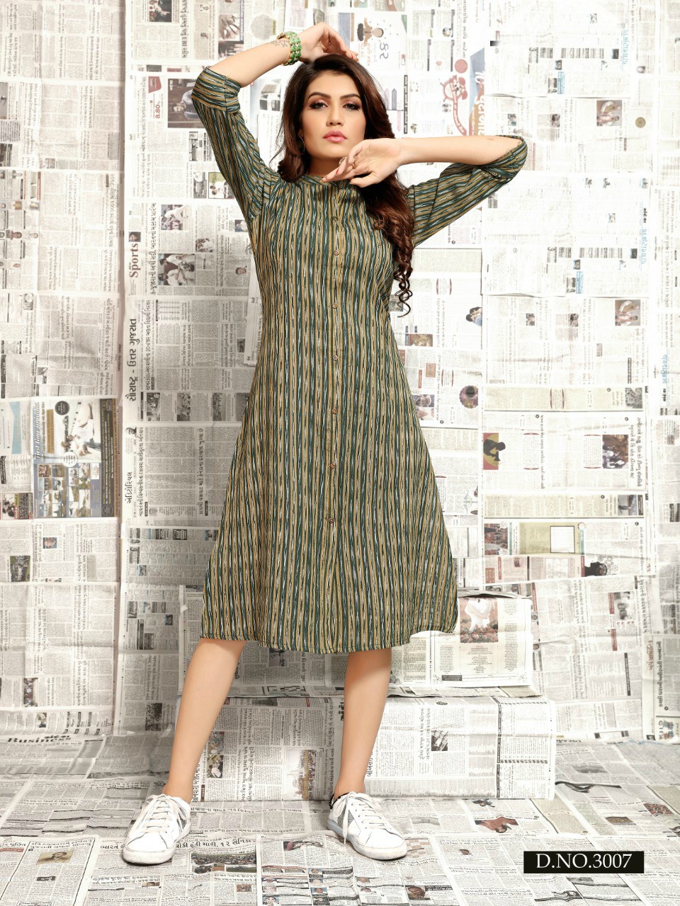 Ikkat Cotton Kurtis - Cotton, Size L-40" To Xxl-44", Blue | Breathable Fabric, Mandarin Neck, Three-quarter Sleeve, Comfortable Fit