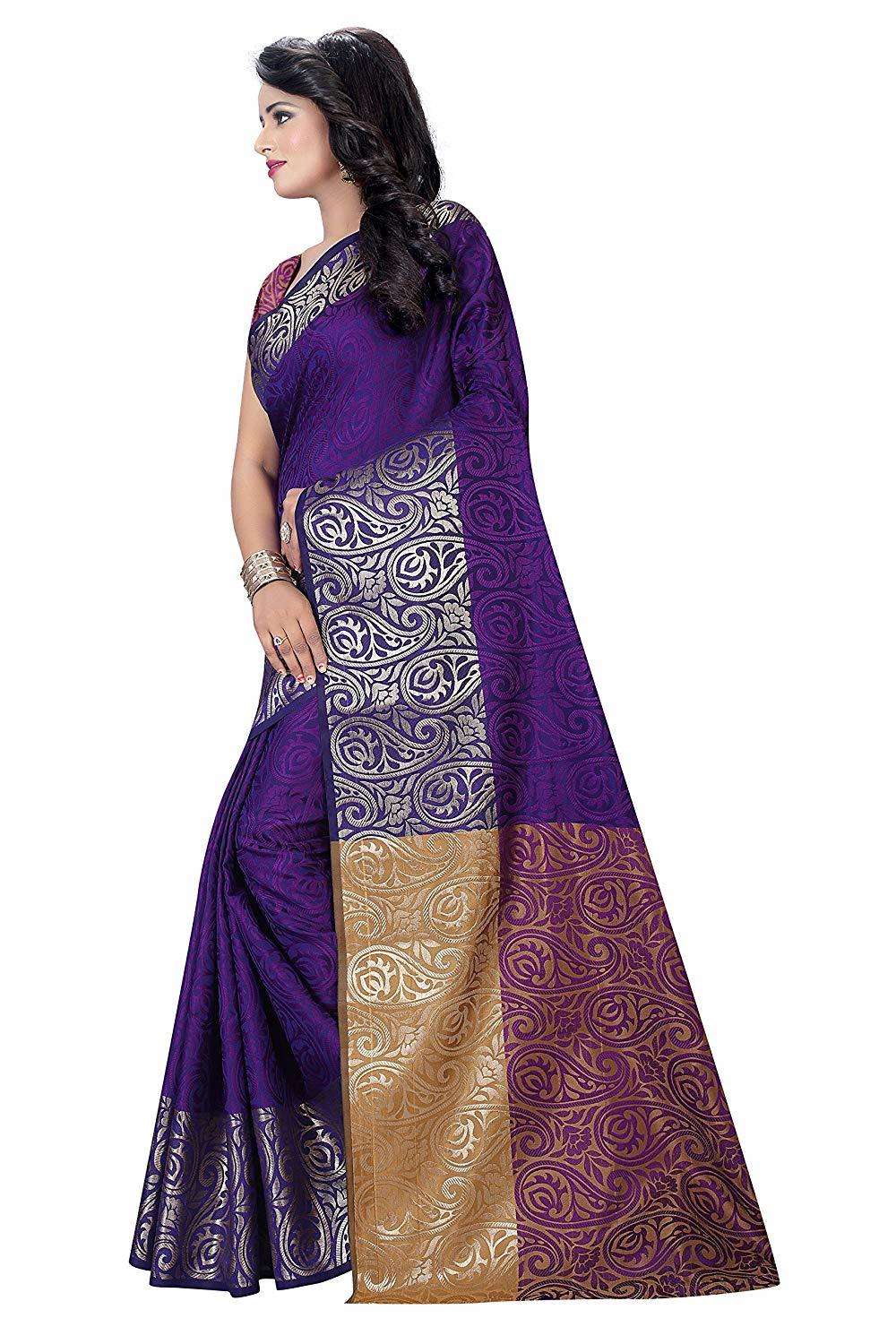 Purple Fancy Work Casual Saree