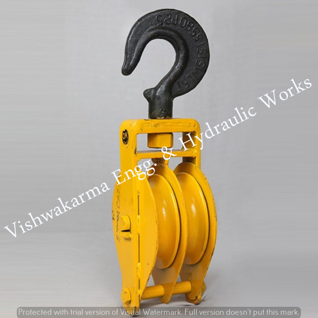 Single Rope Pulley - Alloy Steel, Yellow/orange Color, Ball Bearing Mechanism | S/eye Hook, Designed For Tower Erection And Stringing, 15 Weight
