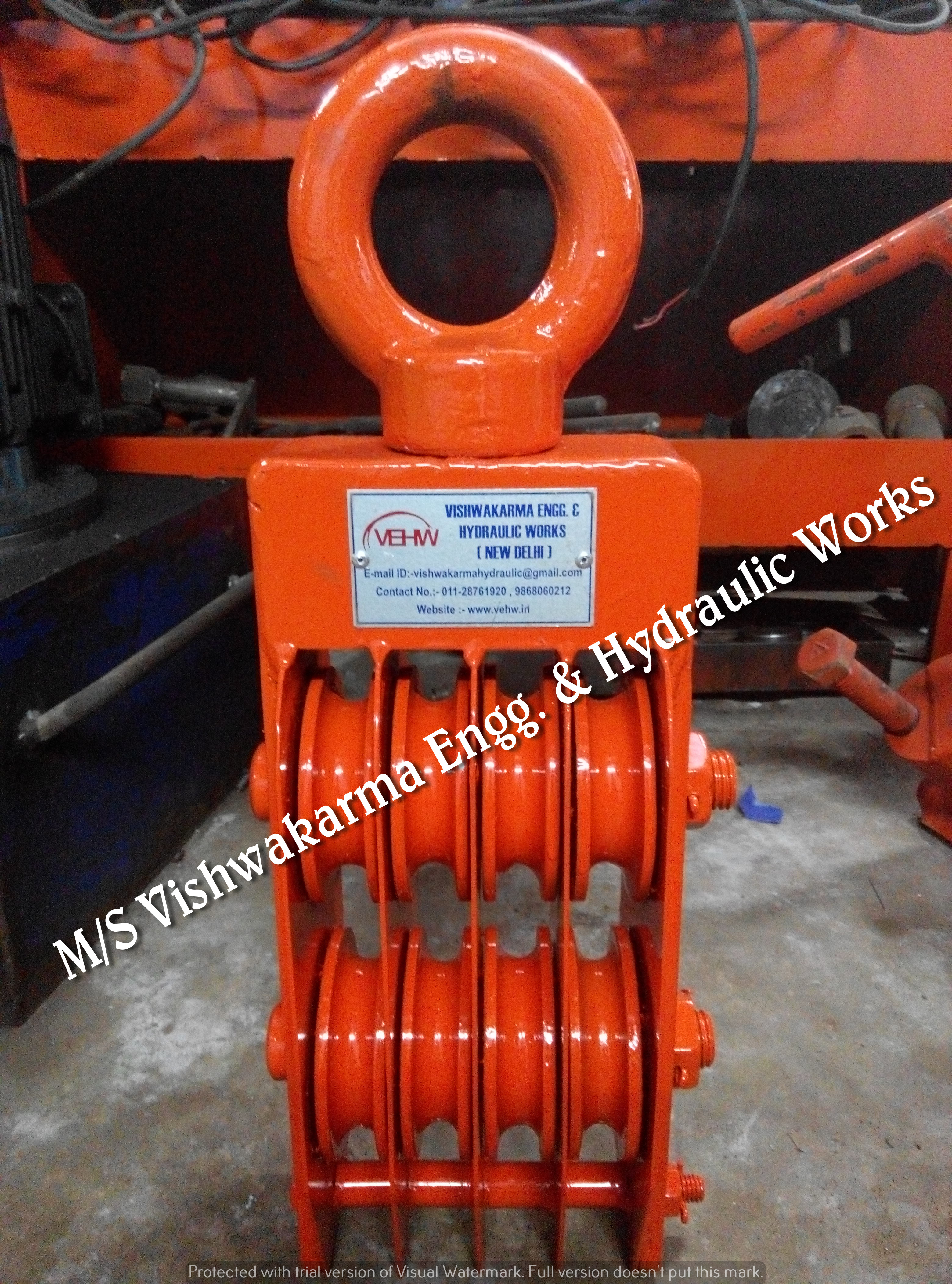 Single Rope Pulley - Alloy Steel, Yellow/orange Color, Ball Bearing Mechanism | S/eye Hook, Designed For Tower Erection And Stringing, 15 Weight