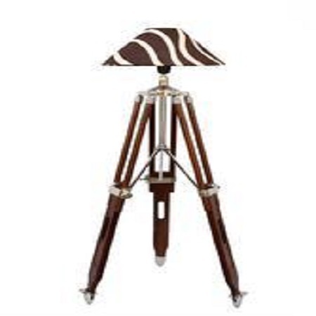 Antique & Brown Designer Teak Wooden Nautical Floor Lamp - Shade Tripod