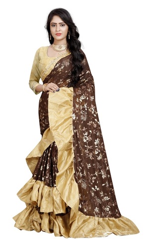 ब्राउन गोल्ड फैंसी साड़ी