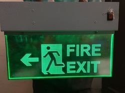 Fire Exit Signage - Vinyl & Acrylic Material, Green Color, Rectangular Shape | Wall Mount, Photoluminescent & Led Illumination, 8-hour Battery Backup For Emergency Use