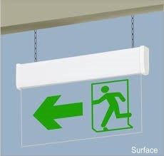 Fire Exit Signage - Vinyl & Acrylic Material, Green Color, Rectangular Shape | Wall Mount, Photoluminescent & Led Illumination, 8-hour Battery Backup For Emergency Use