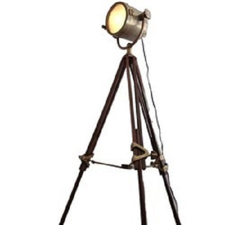 Natural Teak Wood & Black Tripod For Light