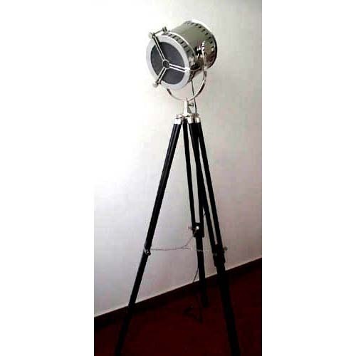 Natural Teak Wood & Black Tripod For Light