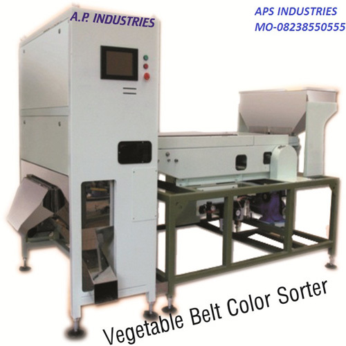 Garlic Color Sorting Machine - MS & SS, 500 Kg/hr Capacity, 2 ft Belt Diameter | Automatic Operation, High-Performance Ejection System, User-Friendly Control Panel
