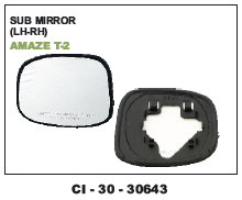 Sub Mirror Amaze T-2 - 4 Wheeler Vehicle | Warranty Included, Reliable Functionality