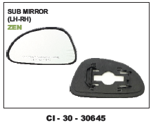 Sub Mirror Zen - Durable Glass Finish, Compact Design | 4-Wheeler Compatibility, Warranty Included