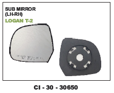 Sub Mirror Logan T-3 (cinew) - Durable ABS Material | 4-Wheeler Vehicle Compatibility, Warranty Included