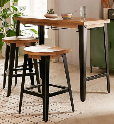 Wrought Iron Solid Wood Dining Table Set Modernise