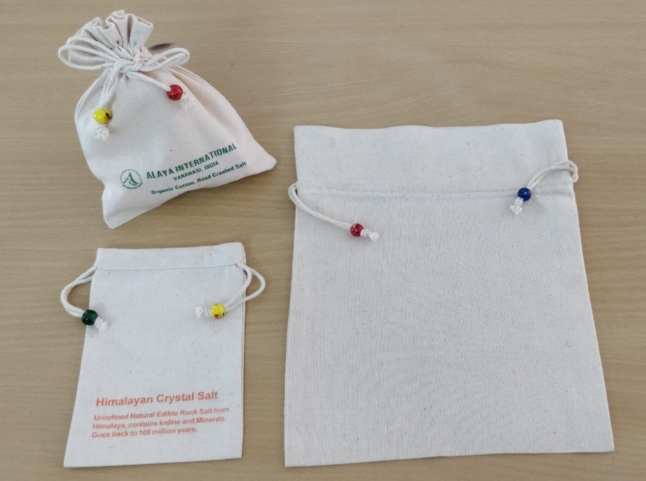Cotton Bag - 100% Organic Cotton, Custom Sizes 6-9 Inches | Strong, Non-bleached, Handmade With Decorative Glass Beads Strings