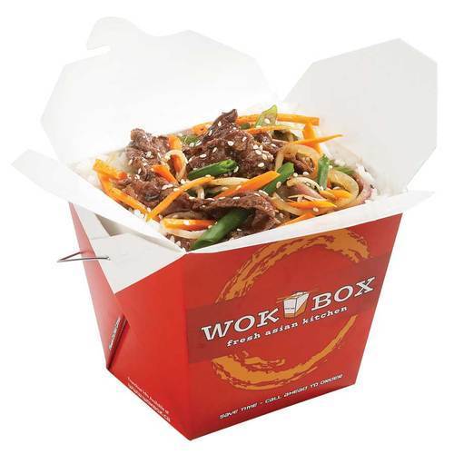 650ML Wok Box - Paper Material, 650ml Size, Red Color - Square Shape for Industrial Food Use
