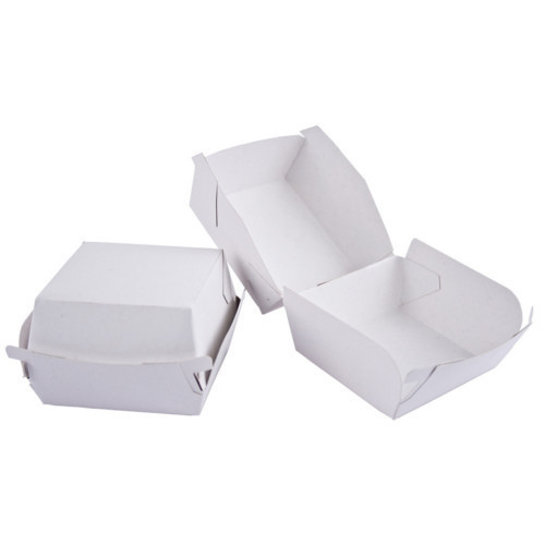Burger Box - Paper, All Sizes Available, White Color, Square Shape, Food Packaging Solution For Burgers And Other Culinary Delights