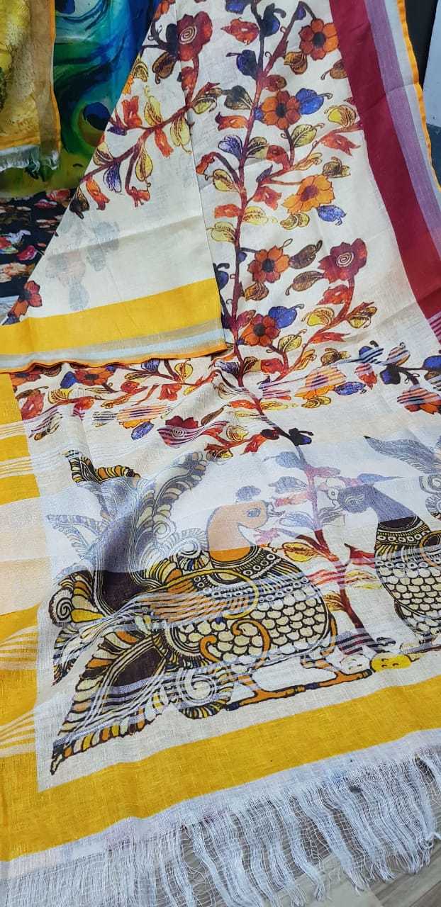 Silk Linen Digital Printed Sarees