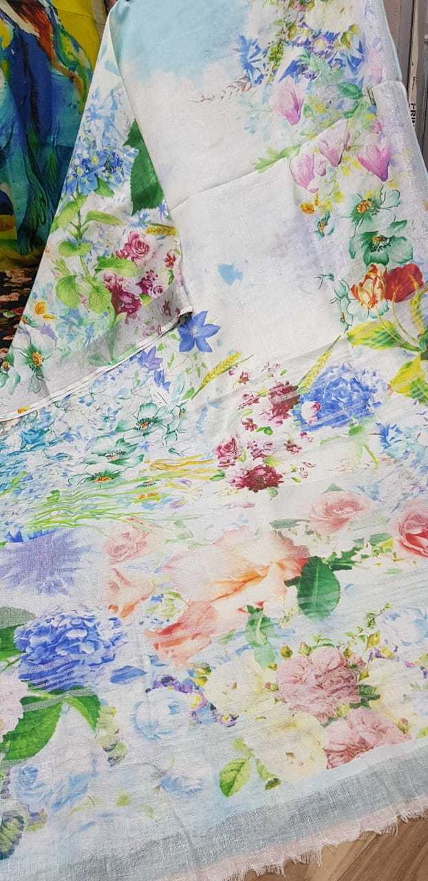 Silk Linen Digital Printed Sarees