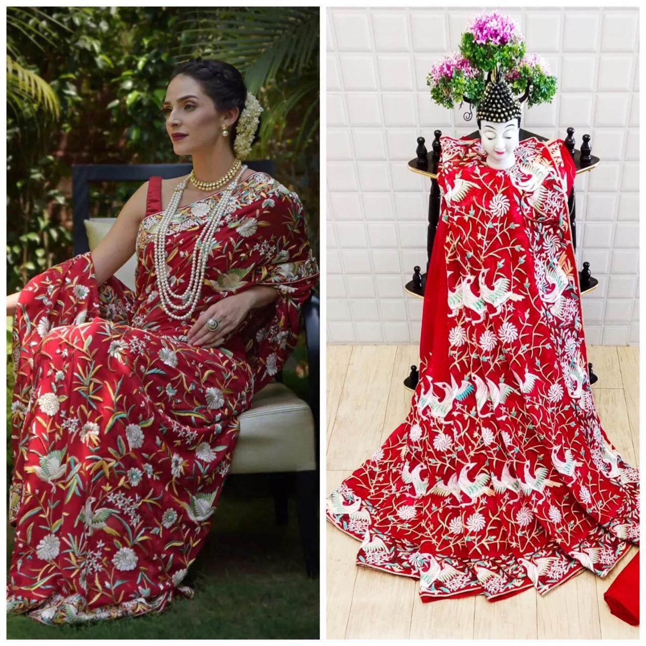 Maroon Ladies Georgette Saree
